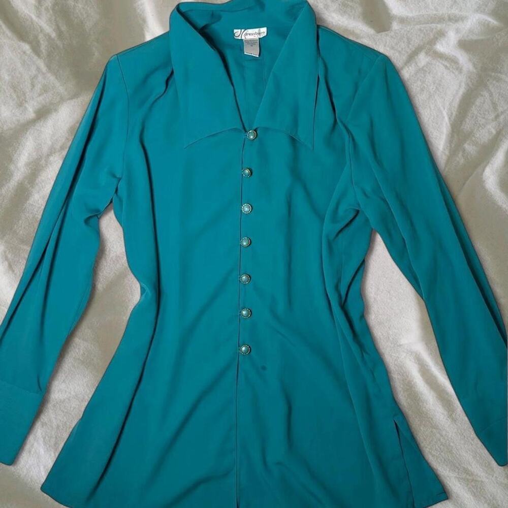 Dressbarn Aqua Blue Button Up - 1X